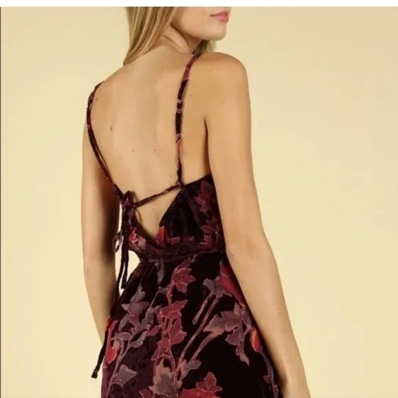 Honey Belle Red Floral Dress Velvet Spagetti Straps Size Small NWT - Picture 2 of 11